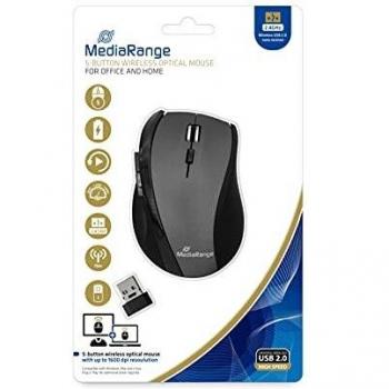 MediaRange MROS203 Ratón óptico inalámbrico, Negro