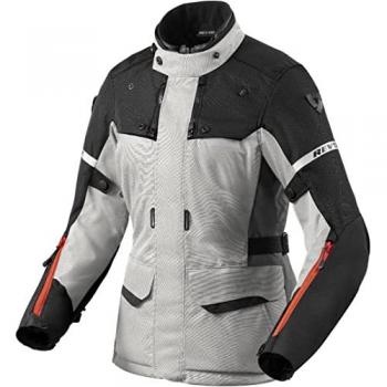 REV'IT! Chaqueta de Moto para Mujer Outback 4 H2O Plateado-Negro, chaqueta textil de motocicleta, impermeable, transpirable, con forro térmico desmontable, protección CE en hombros y