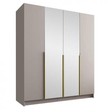 Armario Atlanta 198, Cachemira y Dorado, 215x200x58cm, Puertas con Bisagras
