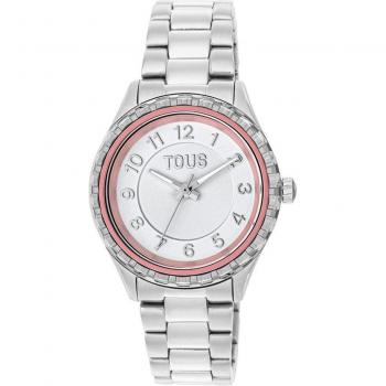 Reloj Tous Mini T-Bear con brazalete de acero y bisel interior rosa - 200351080