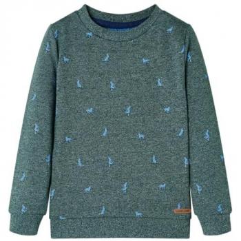 Sudadera Infantil Estampado de Perritos Ropa de Niños Verde Oscuro Melange 116