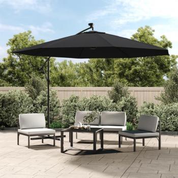 vidaXL Cantilever Umbrella with LED Lights Black 350 cm