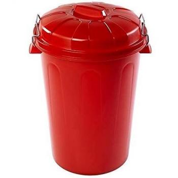 PLASTIFORTE Cubo de Basura con Tapa 100 litros basurero Rojo Asas de presión