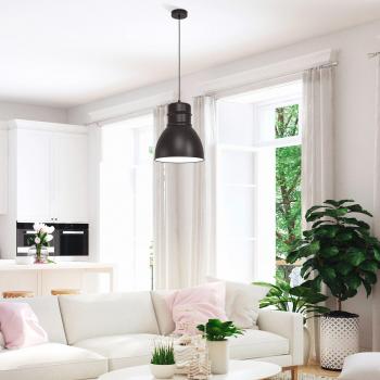 Lámpara Colgante Industrial Ebury Negra 1xE27, Leuchtmittel intercambiable, diseño moderno en acero
