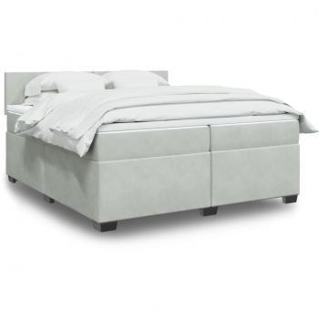 Cama box spring de muelles con colchón gris claro 200x200 cm terciopelo