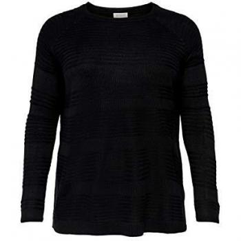 Only Carmakoma Carairplain Jersey Knt Noos L/S Suéter, Negro, S para Mujer