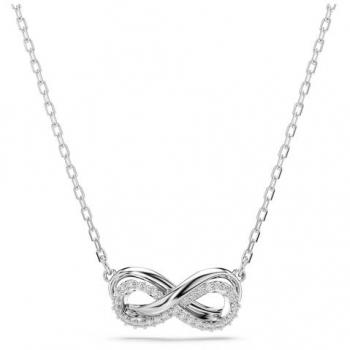 Collar Swarovski Hyperbola con Colgante Infinito, Pavé, Baño de Rodio, Color Blanco