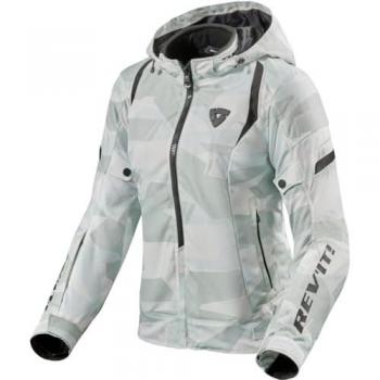 REV'IT! Chaqueta de Moto Flare 2 Mujer Camuflaje-Gris-Blanco, Chaqueta textil para motocicleta, diseño multicolor, talla 38