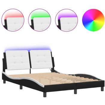 LED Bed Frame without Mattress Black and White 53.9x74.8 Double