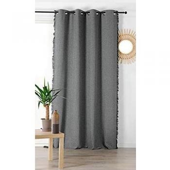 Cortina WOOLY de Linder en Gris Antracita con Flequillos (50% poliéster, 20% poliéster, 5% fibras)