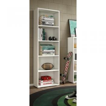 Estante Vertical DMORA Girasole, Librería con 4 Estantes Ajustables, 100% Hecho en Italia, Color Blanco, Dimensiones 60x30h195 cm
