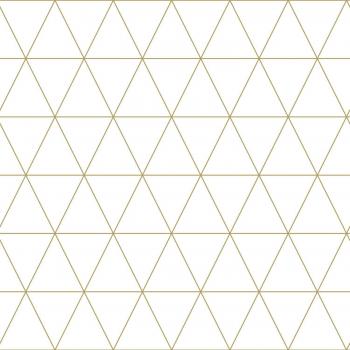 Papel Pintado Art Deco Geométrico Triángulos Blancos y Dorados - 0,53 x 10 m