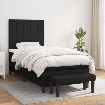 Cama box spring con colchón negro 90x200 cm en tela