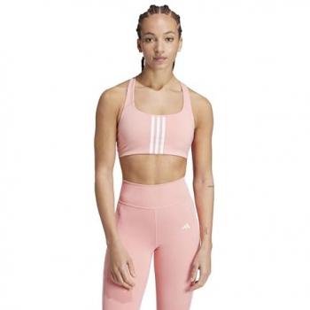 Sujetador deportivo adidas Powerimpact 3 Stripes Medium Support Rosa S (C-D) Mujer