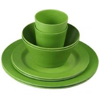 10T Outdoor Equipment Camping Geschirr Bambooset Forest - Plato para acampada, color verde, talla 8-teilig