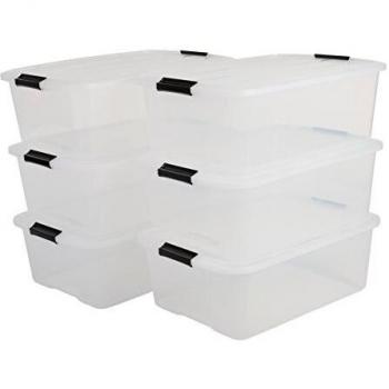 Iris top box tb30 lote de 6 cajas apilables de almacenamiento con cierre de clip 30 l 575 zzx 39 x 205 cm 6 unidades
