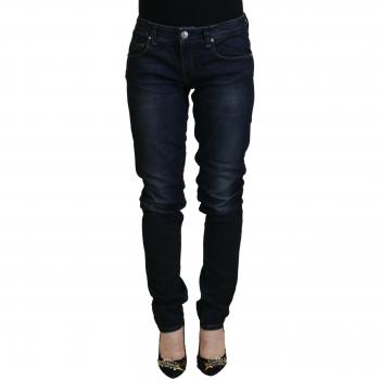 Blue Cotton Skinny Low Waist Women Casual Denim Jeans - W29