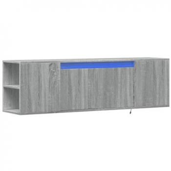 Mueble de TV de pared con luces LED gris Sonoma 135x31x39,5 cm