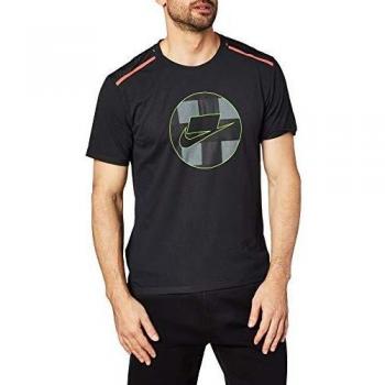 NIKE M Nk Wild Run Top SS Mesh Camiseta, Hombre, Black/Reflective silv, S