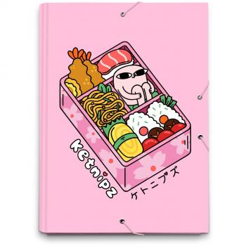 Carpeta solapas premium Ketnipz Erik rosa, características: diseño exclusivo de Ketnipz, color rosa vibrante, material resistente y duradero, múltiples solapas para organización eficiente, tamaño A4 ideal para documentos y trabajos escolares