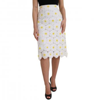 Dolce & Gabbana White Floral Pencil Straight Lace Skirt - IT38 | XS
