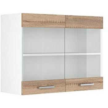 Armario de cocina con vidrio R-Line, Sonoma, 80 cm