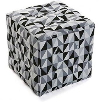Versa 19501326 Taburete cubo puff asiento Rhune,35x35x35, Blanco Negro Gris