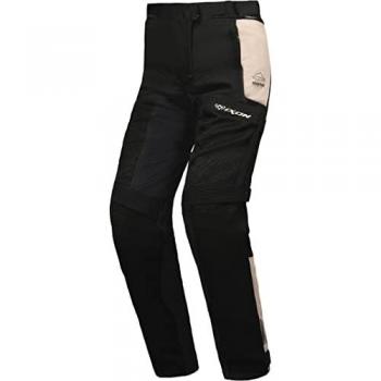 Ixon Pantalones de Moto Mujer M-NJORD Arena-Negro-Rojo, Pantalones textiles de motocicleta para damas - Negro Beige (XS)