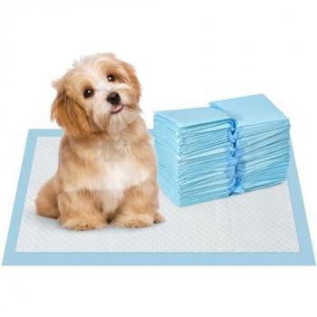 Empapadores para Perros PawHut 100 Unidades 45x30 cm, Diseño de 6 Capas, Superficie de Secado Rápido y a Prueba de Fugas, Azul
