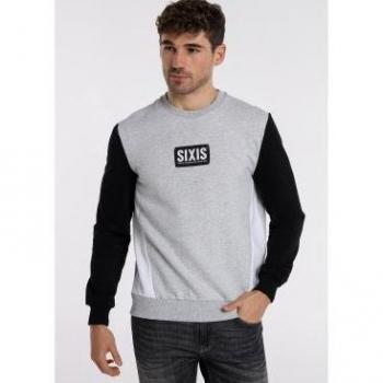 Sudadera SIX VALVES - Gris y Marino con Cuello Caja y Estilo Moderno