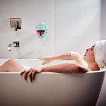 Soporte para copas de vino de bañera o ducha - Verde - Plástico - 1 pieza - No apto para lavavajillas