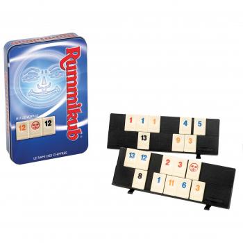 Rummikub Mini Viaje - Juego de mesa portátil, 2-4 jugadores, edición en lata