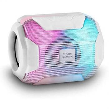 Mars Gaming MSBAXW, Altavoz Bluetooth RGB, Compacto,10W, USB/MicroSD/Radio, Blanco