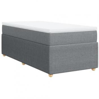 Cama box spring con colchón de muelles tela gris claro 90x190 cm