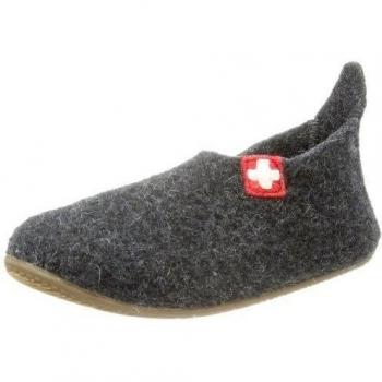 Living Kitzbühel Slipper Schweizer Kreuz - Zapatillas de casa de lana infantil, color gris, talla 34