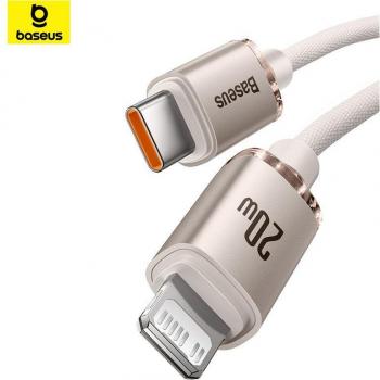 Cable de datos Baseus Crystal Shine USB-C a Lightning 20W 2m rosa