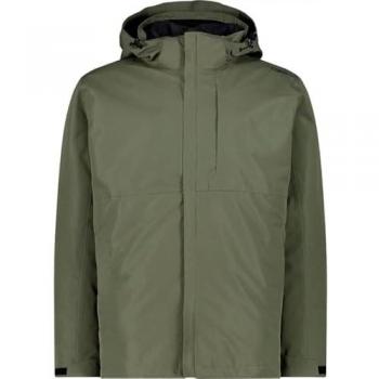 CMP Men's 3-in-1 Waterproof Jacket with Detachable Hood, Olive Green, Size 54