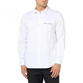 Camisa Clásica de Manga Larga para Hombre Armani Exchange 8NZC99, Casual, Algodón, Corte Regular, Blanco Hueso