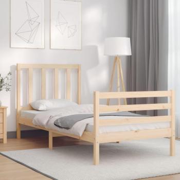 Estructura de cama con cabecero de madera maciza vidaXL en color marrón