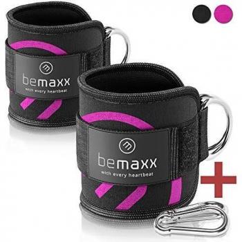 Par de tobilleras deportivas para cable máquinas + guía de entrenamiento - 2 correas de tobillo acolchadas de velcro con ganchos - Entrenamiento de piernas y glúteos en polea – Mujeres, hombres
