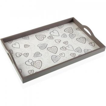 Bandeja Rectangular Cozy Corazones de Madera MDF (30 x 5 x 45 cm)