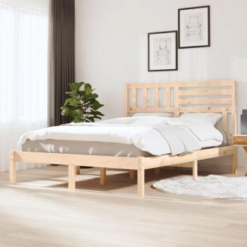 Cama de madera de pino gris 140x190 cm