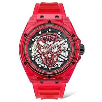 Police Translucent Red Silicone Strap Men's Quartz Watch 44MM PL.15924JPR-16P