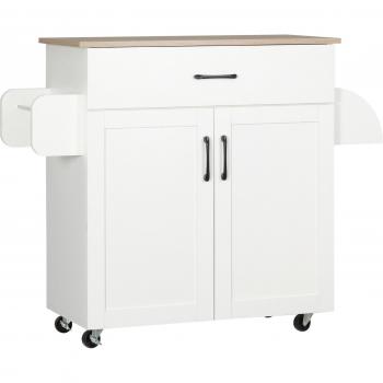 Carro de Cocina HOMCOM con 1 Cajón 2 Puertas, Barra de Colgar y Especiero