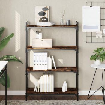 vidaXL 4-Tier Bookcase in Smoked Oak, Dimensions: 80x30x120 cm, Material: Engineered Wood