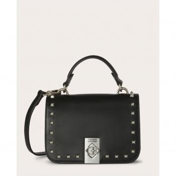 Motivi - Bolso de hombro Mini City con tachuelas y tejido recubierto en color negro