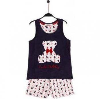 PIJAMA SIN MANGAS CUTE TEDDY PARA NIÑA EN COLOR MARINO