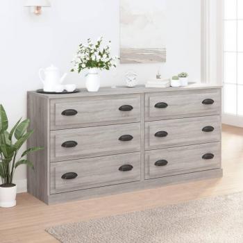 Aparador de múltiples capas de madera contrachapada gris Sonoma
