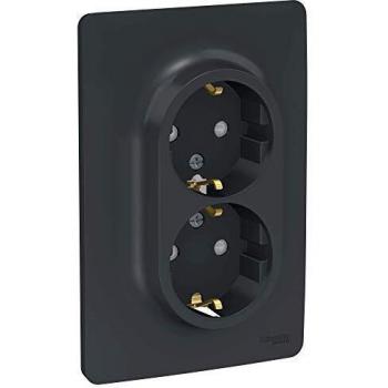 Schneider Electric Base de Enchufe Doble Antracita NU206754