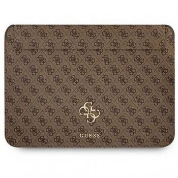 Funda Guess para portátil y tablet de 13 diseño 4G color Marrón con logo dorado GUCS13G4GFBR
